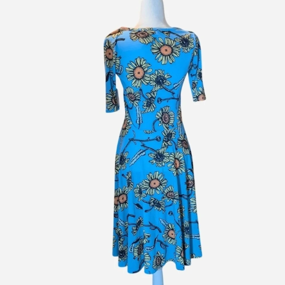 LuLaRoe Blue Floral Midi Dress - Picture 2 of 9